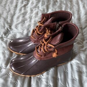 Sperry Dark Brown Duck Boots with Light Brown Laces